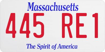 MA license plate 445RE1