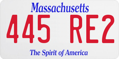 MA license plate 445RE2