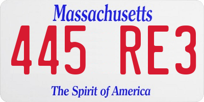 MA license plate 445RE3