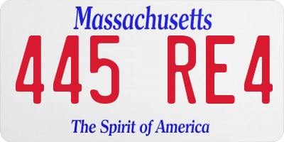 MA license plate 445RE4