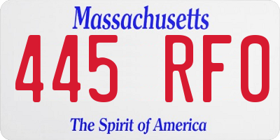 MA license plate 445RF0