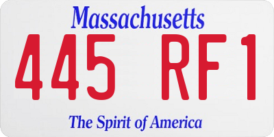 MA license plate 445RF1