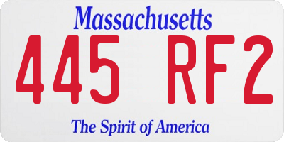 MA license plate 445RF2