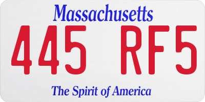 MA license plate 445RF5