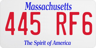 MA license plate 445RF6