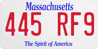 MA license plate 445RF9