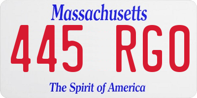 MA license plate 445RG0