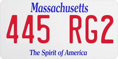 MA license plate 445RG2