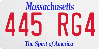MA license plate 445RG4