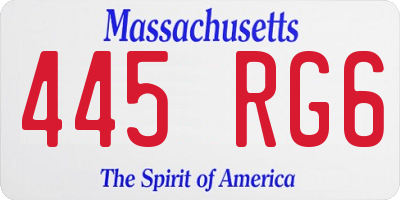 MA license plate 445RG6