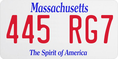 MA license plate 445RG7