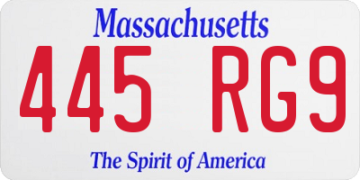 MA license plate 445RG9
