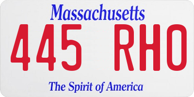 MA license plate 445RH0