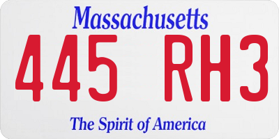 MA license plate 445RH3