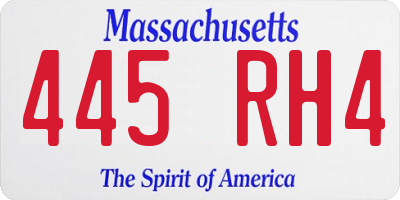 MA license plate 445RH4
