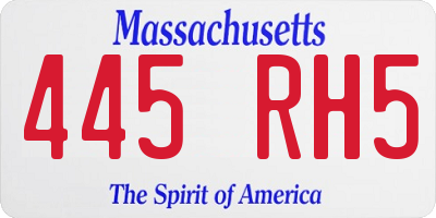 MA license plate 445RH5