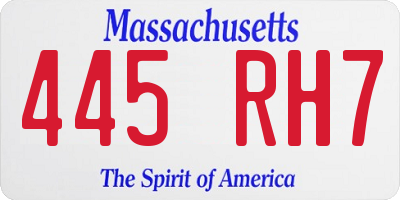 MA license plate 445RH7