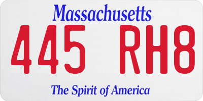 MA license plate 445RH8