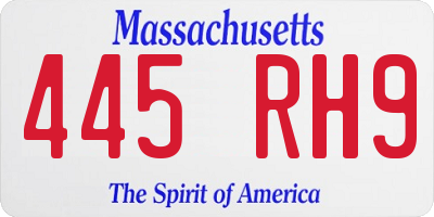 MA license plate 445RH9