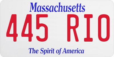 MA license plate 445RI0