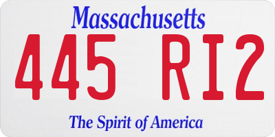 MA license plate 445RI2