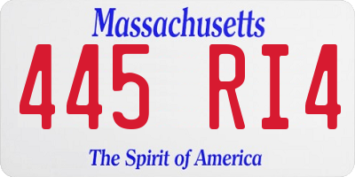 MA license plate 445RI4