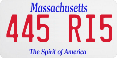 MA license plate 445RI5