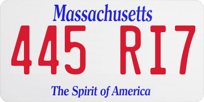 MA license plate 445RI7