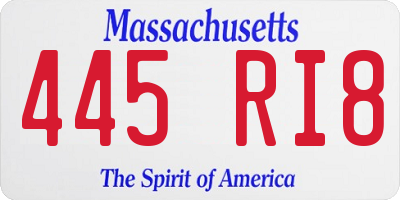MA license plate 445RI8