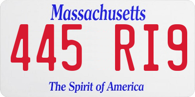 MA license plate 445RI9