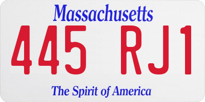 MA license plate 445RJ1