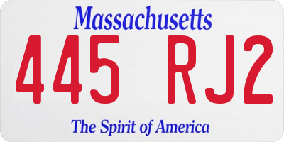 MA license plate 445RJ2