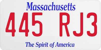 MA license plate 445RJ3