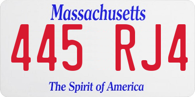MA license plate 445RJ4