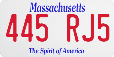 MA license plate 445RJ5