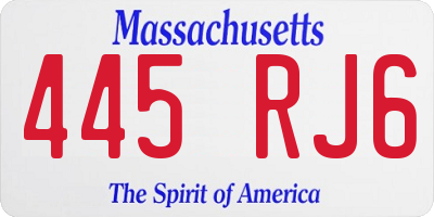 MA license plate 445RJ6