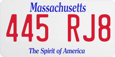 MA license plate 445RJ8