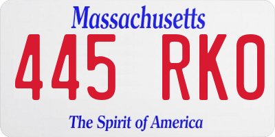 MA license plate 445RK0