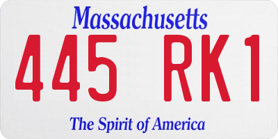 MA license plate 445RK1