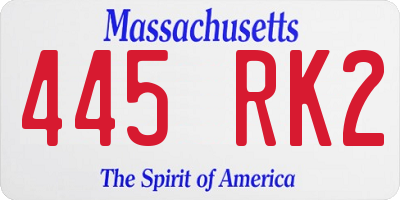 MA license plate 445RK2
