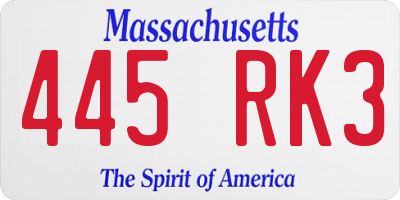 MA license plate 445RK3