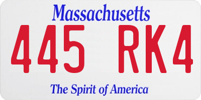 MA license plate 445RK4