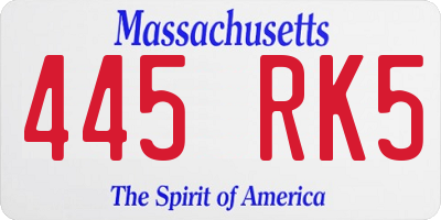 MA license plate 445RK5