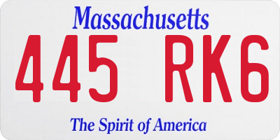 MA license plate 445RK6