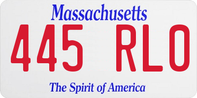 MA license plate 445RL0