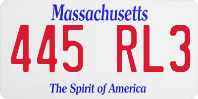 MA license plate 445RL3