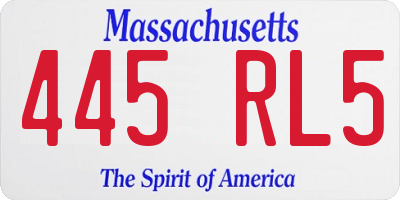 MA license plate 445RL5