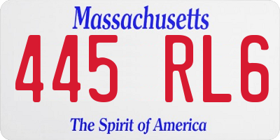 MA license plate 445RL6