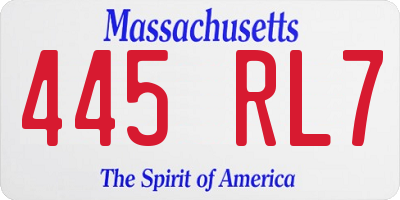 MA license plate 445RL7