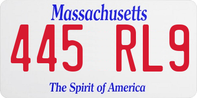 MA license plate 445RL9